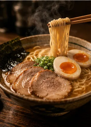 Z Image Turbo example — appetizing food photography of a ramen bowl