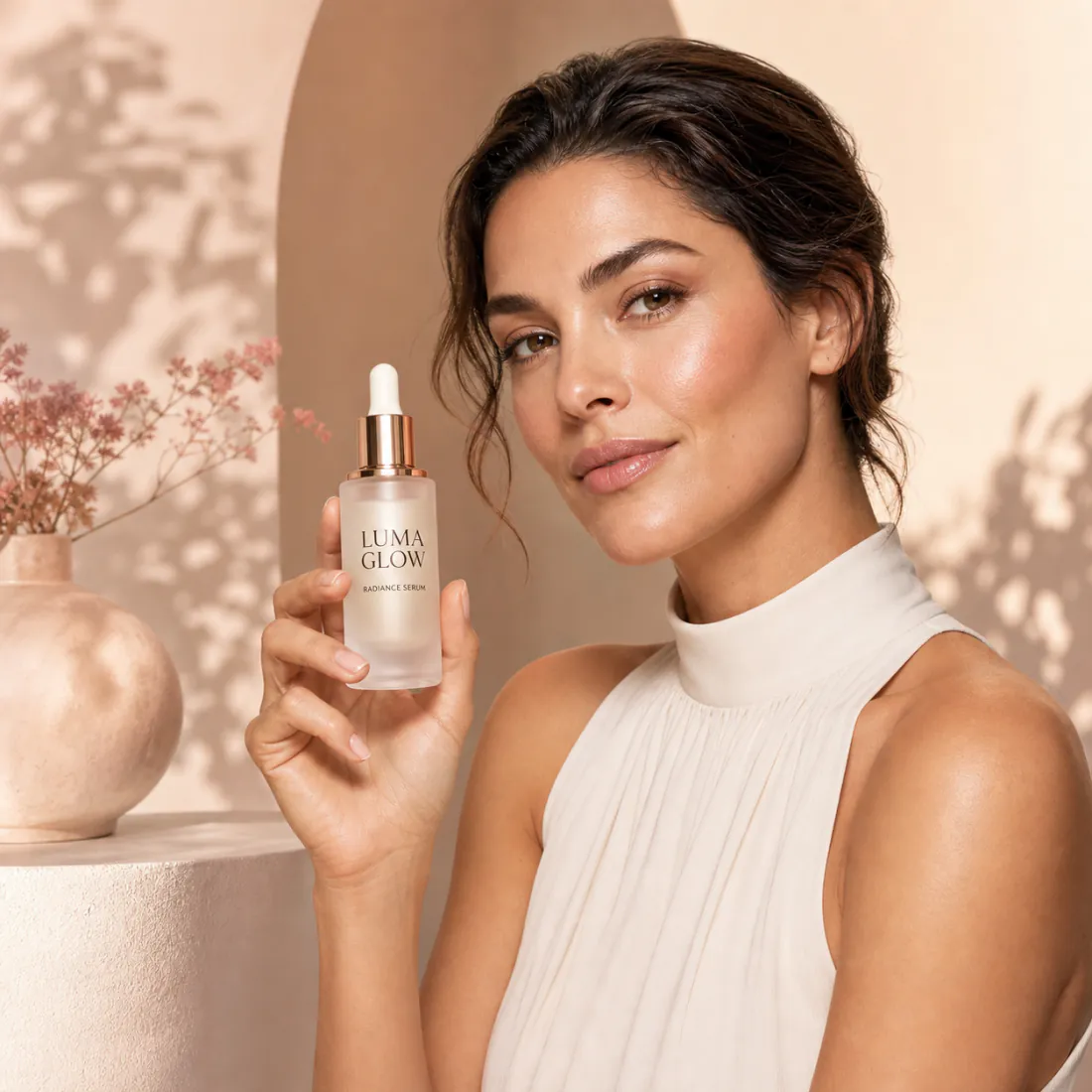 Z Image Turbo example — studio product photo of a skincare serum bottle