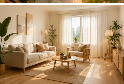 AI room designer — a living room restyled with AI