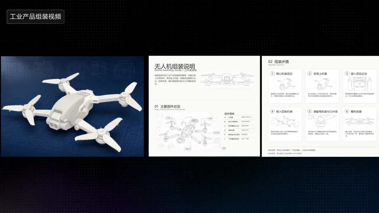 3D 白模 + 材质参考，生成结构功能演示